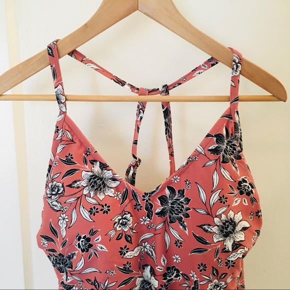 Pink floral one piece swim suit - Picture 3 of 7